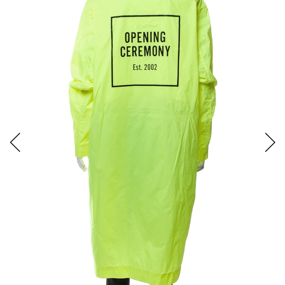 Opening Ceremony High-Vis Lime Long Raincoat with Logo